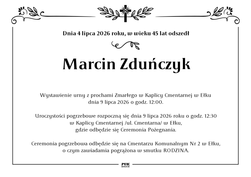 Marcin Zduńczyk - nekrolog
